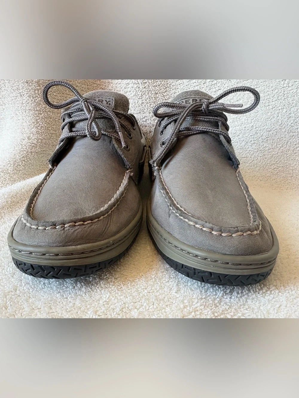 Grey Leather Men’s Sperry Top Siders Boating Shoes Size 11